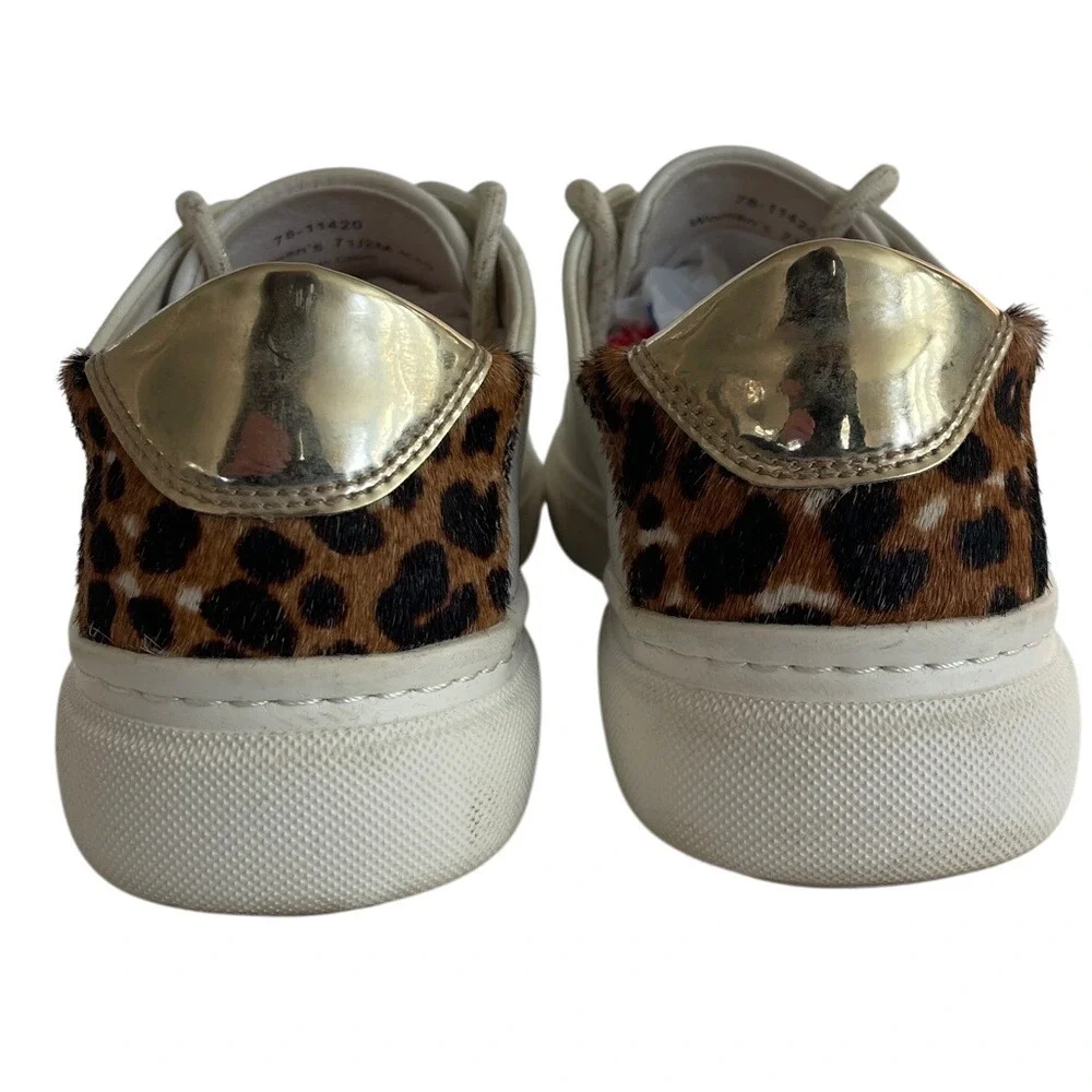 Johnston & Murphy Off White Leather‎ Leopard Sneakers 7.5